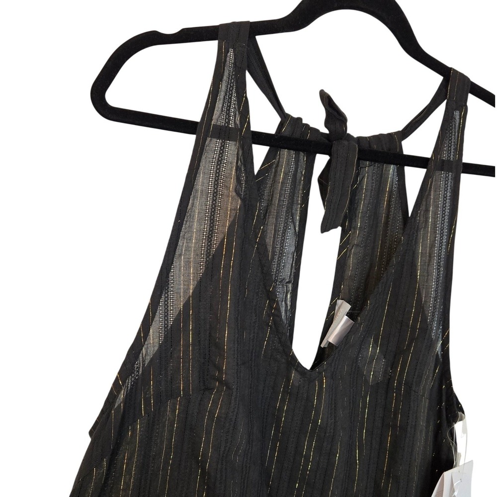 La Blanca Black Gold Stripe Halter Wide Leg Resort Jumpsuit Cover Up NWT - Picture 10 of 13